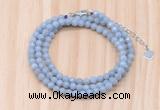 GMN7268 4mm faceted round blue angel skin beaded necklace jewelry