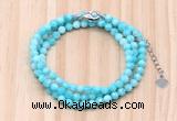 GMN7269 4mm faceted round amazonite beaded necklace jewelry