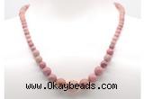 GMN7301 pink wooden jasper graduated beaded necklace & bracelet set