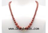 GMN7302 red jasper graduated beaded necklace & bracelet set