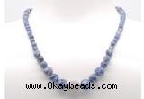 GMN7313 blue spot stone graduated beaded necklace & bracelet set