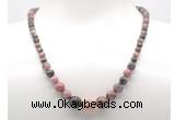 GMN7317 rhodonite graduated beaded necklace & bracelet set