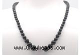 GMN7335 black obsidian graduated beaded necklace & bracelet set