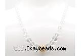 GMN7338 white crystal graduated beaded necklace & bracelet set