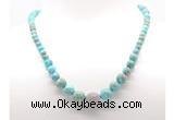 GMN7349 blue sea sediment jasper graduated beaded necklace & bracelet set