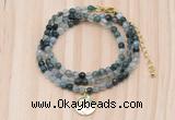 GMN7403 4mm faceted round tiny moss agate beaded necklace with constellation charm