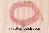 GMN7406 4mm faceted round tiny cherry quartz beaded necklace with constellation charm