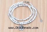 GMN7411 4mm faceted round tiny white howlite beaded necklace with constellation charm