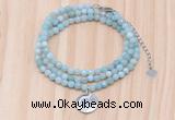 GMN7413 4mm faceted round tiny amazonite beaded necklace with constellation charm