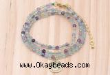 GMN7414 4mm faceted round tiny fluorite beaded necklace with constellation charm