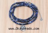 GMN7417 4mm faceted round tiny sodalite beaded necklace with constellation charm