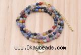 GMN7420 4mm faceted round tiny mixed gemstone beaded necklace with constellation charm