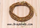 GMN7431 4mm faceted round tiny wooden jasper beaded necklace with constellation charm