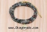 GMN7435 4mm faceted round tiny African bloodstone beaded necklace with constellation charm