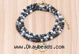 GMN7441 4mm faceted round tiny black & white jasper beaded necklace with constellation charm