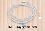 GMN7452 4mm faceted round tiny white moonstone beaded necklace with constellation charm