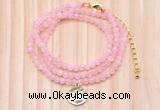 GMN7456 4mm faceted round tiny rose quartz beaded necklace with constellation charm