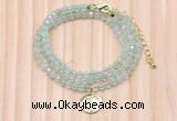 GMN7462 4mm faceted round prehnite beaded necklace with constellation charm