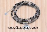 GMN7467 4mm faceted round black rutilated quartz beaded necklace with constellation charm