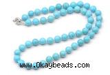 GMN7701 18 - 36 inches 8mm, 10mm round blue howlite beaded necklaces