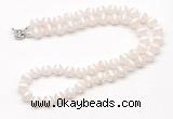 GMN7728 18 - 36 inches 8mm, 10mm round white Tibetan agate beaded necklaces