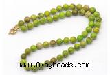 GMN7789 18 - 36 inches 8mm, 10mm round green sea sediment jasper beaded necklaces