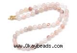 GMN7793 18 - 36 inches 8mm, 10mm round pink quartz beaded necklaces