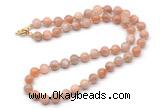 GMN7809 18 - 36 inches 8mm, 10mm round moonstone beaded necklaces