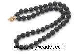 GMN7820 18 - 36 inches 8mm, 10mm round black lava beaded necklaces