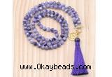 GMN8204 18 - 36 inches 8mm dogtooth amethyst 54, 108 beads mala necklace with tassel