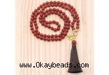 GMN8223 18 - 36 inches 8mm red agate 54, 108 beads mala necklace with tassel