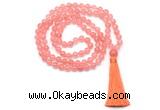 GMN8401 8mm, 10mm cherry quartz 27, 54, 108 beads mala necklace with tassel