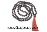 GMN8402 Hand-knotted 8mm, 10mm garnet 27, 54, 108 beads mala necklace with tassel