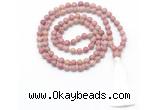 GMN8415 8mm, 10mm pink wooden jasper 27, 54, 108 beads mala necklace with tassel