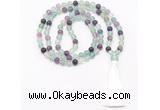 GMN8469 8mm, 10mm fluorite 27, 54, 108 beads mala necklace with tassel