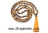 GMN8478 8mm, 10mm grade AA yellow tiger eye 27, 54, 108 beads mala necklace with tassel