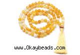 GMN8493 8mm, 10mm sea blue banded agate 27, 54, 108 beads mala necklace with tassel