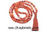 GMN8495 8mm, 10mm red banded agate 27, 54, 108 beads mala necklace with tassel