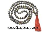 GMN8525 8mm, 10mm dragon blood jasper 27, 54, 108 beads mala necklace with tassel