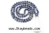 GMN8539 8mm, 10mm blue spot stone 27, 54, 108 beads mala necklace with tassel