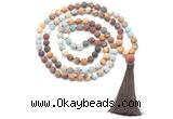 GMN8568 8mm, 10mm matte mixed amazonite & jasper 108 beads mala necklace with tassel