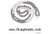 GMN8585 8mm, 10mm labradorite, rose quartz & white moonstone 108 beads mala necklace with tassel