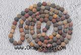 GMN910 Hand-knotted 8mm, 10mm matte picasso jasper 108 beads mala necklaces