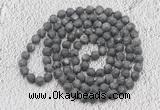 GMN917 Hand-knotted 8mm, 10mm matte black labradorite 108 beads mala necklaces