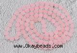 GMN929 Hand-knotted 8mm, 10mm matte rose quartz 108 beads mala necklaces