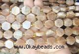 HABS01 15 inches 12mm - 14mm hexagon moonstone gemstone beads