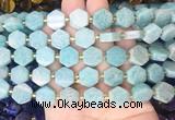 HABS03 15 inches 12mm - 14mm hexagon amazonite gemstone beads