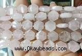 HABS06 15 inches 12mm faceted hexagon rose quartz beads wholesale