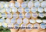 HABS15 15 inches 12mm faceted hexagon white opalite beads wholesale