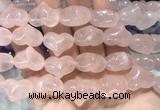 HGBS02 15 inches 11*13*18mm carved heart rose quartz beads